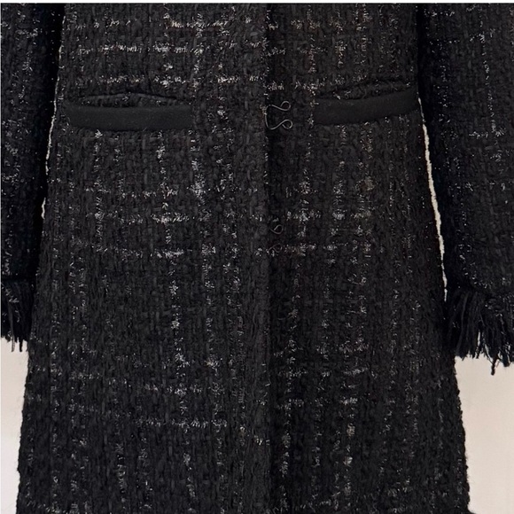 Vertigo Paris Tweed Boucle Wool Blend Fringe Trench Jacket Coat, Size XS - Picture 12 of 15